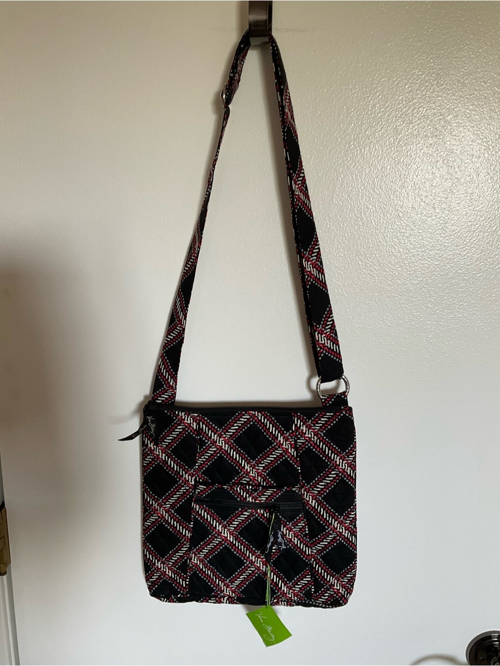 Vera Bradley Black, Red and White Quilted Crossbody Bag